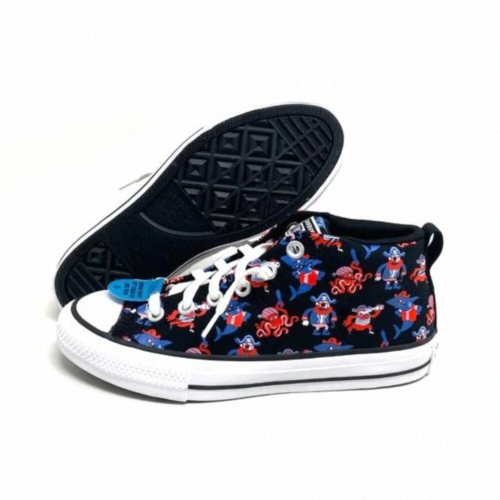 💖MEGA SALE💖Converse Ctas Street Mid Black Marina 672732F Canvas Junior Shoes